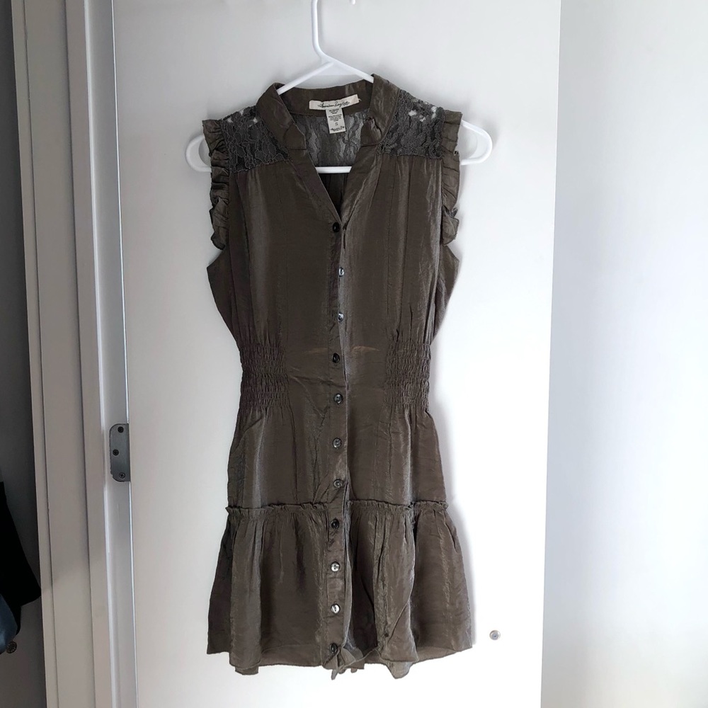 American Rag Lace and Ruffle Green Dress
